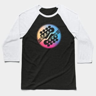 Bass Guitar Headstock Circle Gradient Theme Baseball T-Shirt